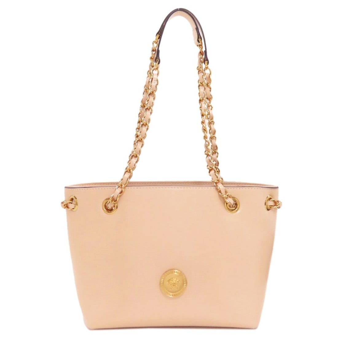 Versace Medusa Chain Shoulder Bag, Leather, Women's: --- Catalog ---Category: SizeSize (HxWxD): 18cm x 30cm x 10cm / 7.08'' x 11.81'' x 3.93''Strap Length: 50cm / 19.68''Category: DesignType: Shoulder bagColor: PinkGender: WomenMaterial: Leather Categor