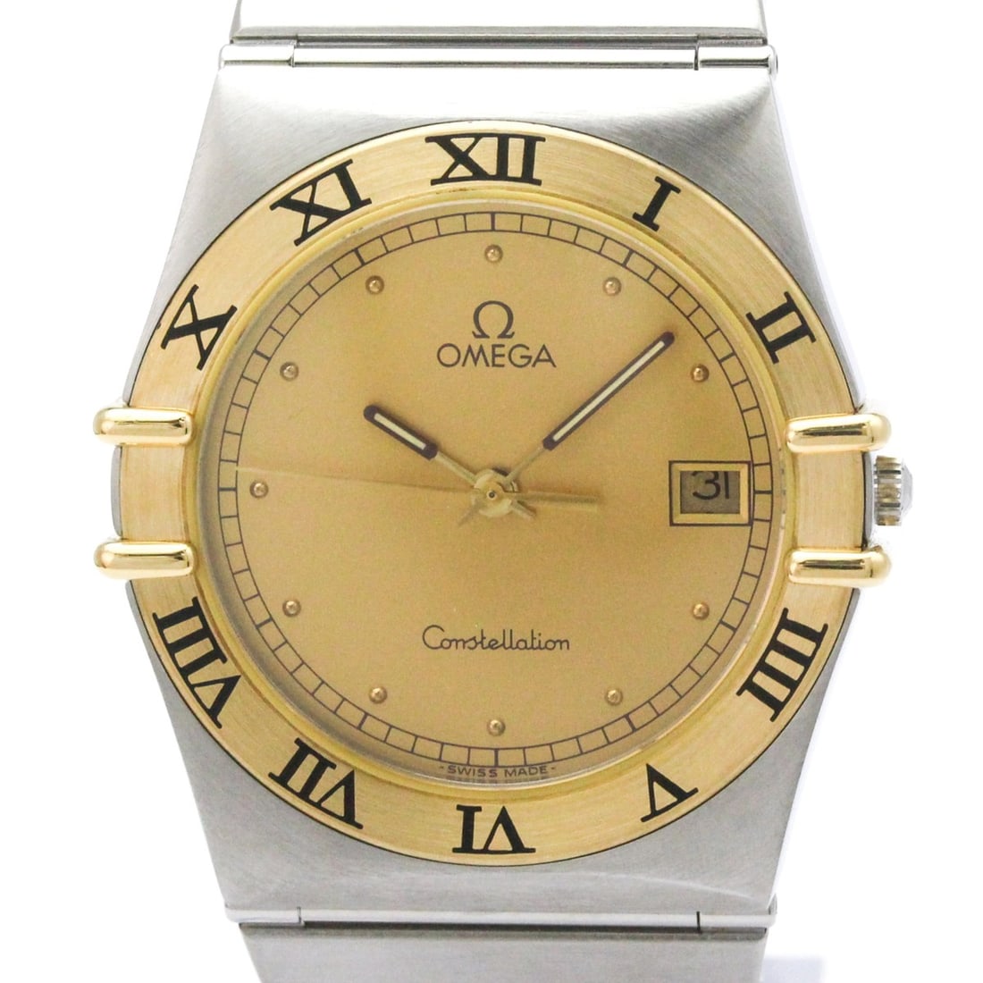 OMEGA Constellation 18K Gold Steel Quartz Mens Watch 396.1070 Polished: --- Catalog ---Category: SizeCase Diameter: 33mm / 1.3''Category: DesignType: WristwatchStyle: Dress/FormalGender: MenColor (Dial): GoldMaterial (Band): Stainless steelMaterial (Case): Stainless steel