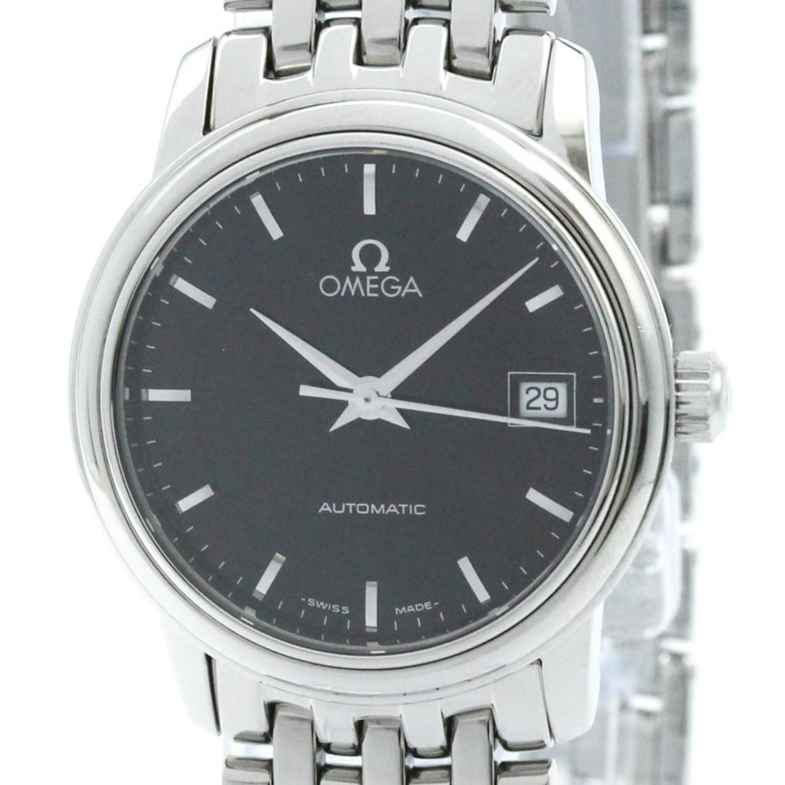 OMEGA De Ville Prestige Steel Automatic Ladies Watch 4590.50 Polished: --- Catalog ---Category: SizeCase Diameter: 27mm / 1.06''Category: DesignType: WristwatchStyle: Dress/FormalGender: WomenColor (Dial): BlackMaterial (Band): Stainless steelMaterial (Case): Stainless s
