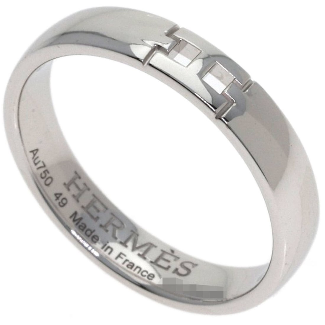 Hermes Ever Hercules #49 Ring, 18K White Gold, Women's: --- Catalog ---Category: SizeJP Size: 9US Size: 5Category: DesignType: Band ringGender: WomenMaterial: White gold (18K)Category: GeneralBrand: Hermes--- Item List ---Section: ConditionRanking: Rank A 