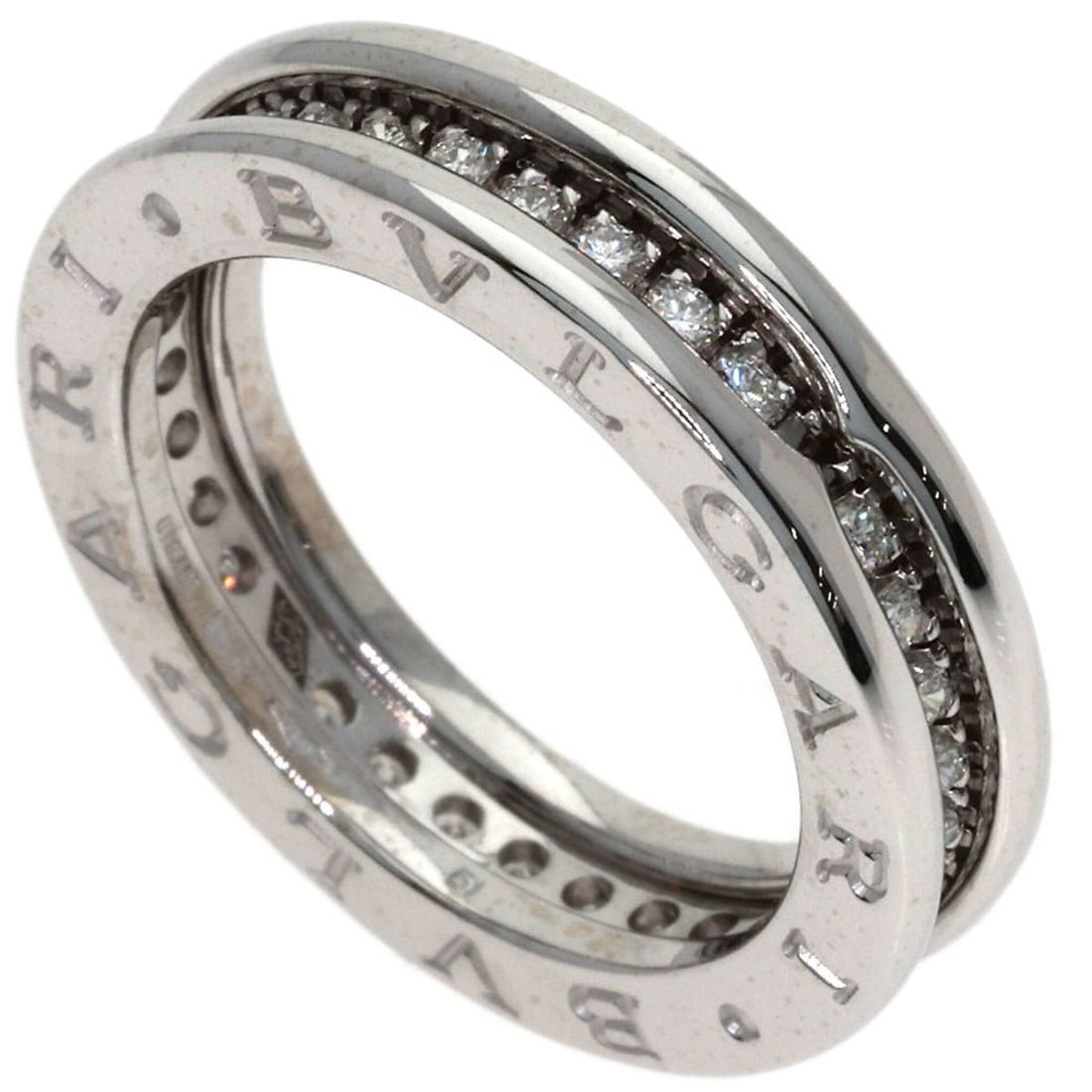 Bvlgari Bulgari B-zero1 1-band diamond ring, size #51, 18K white gold, women's.: --- Catalog ---Category: SizeJP Size: 11US Size: 6Category: DesignType: Band ringGender: WomenMaterial: White gold (18K)Category: GeneralLine: B.zero1Brand: Bvlgari--- Item List ---Section: ConditionR