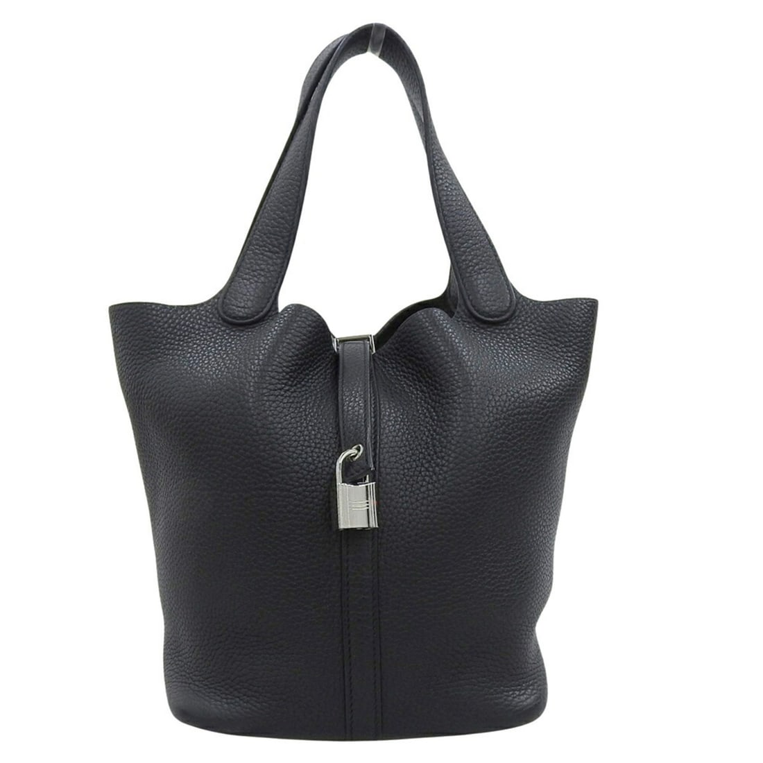 Hermes Picotin Lock MM D-stamp handbag, Taurillon Clemence leather, black.: --- Catalog ---Category: SizeSize (HxWxD): 22cm x 17.5cm x 22cm / 8.66'' x 6.88'' x 8.66''Category: DesignType: HandbagColor: BlackGender: Women,MenMaterial: Taurillon clemence leather Category: