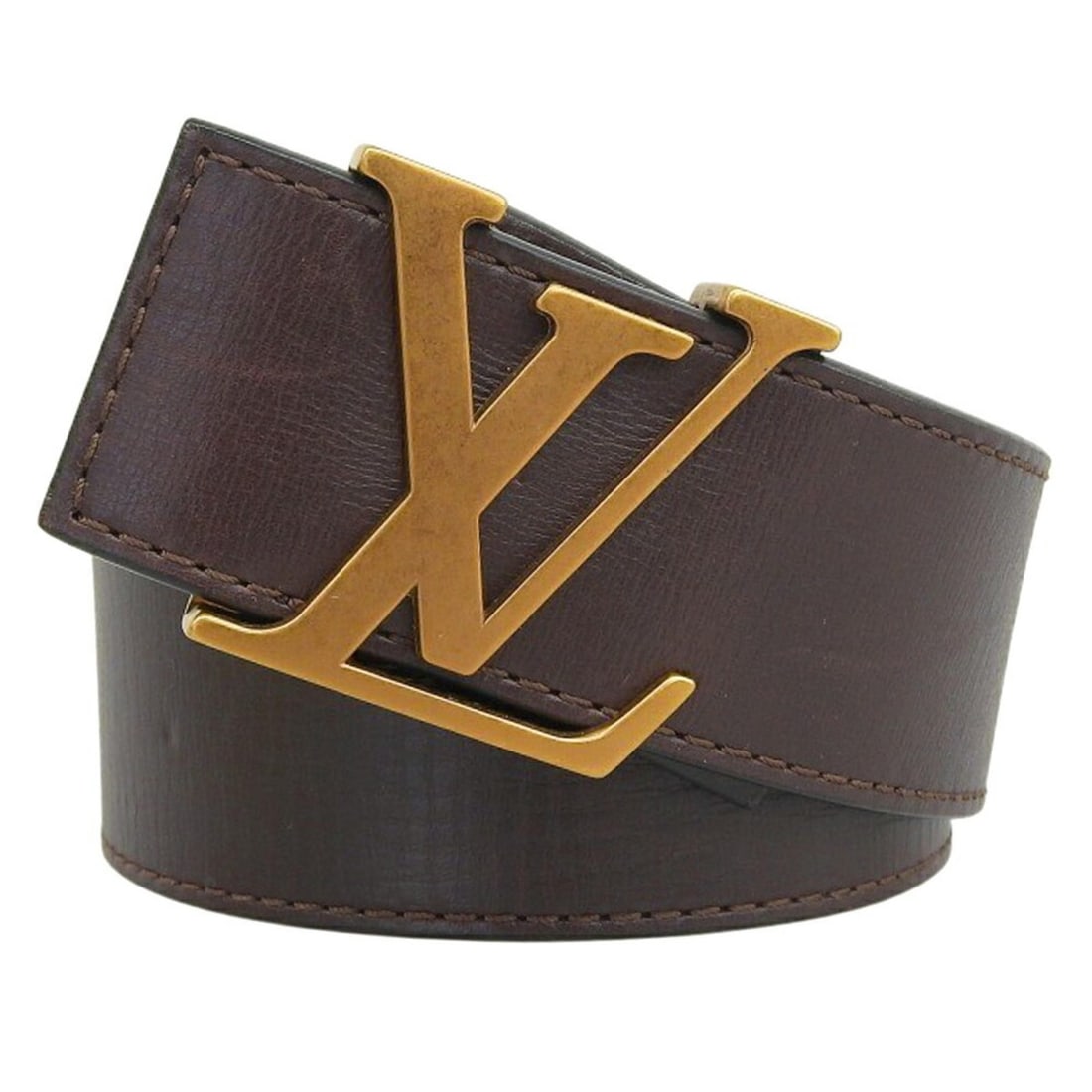 Louis Vuitton Utah Ceinture Initials M6902 95/38 Men's Leather Waist Belt, Dark Brown (1 of 14)