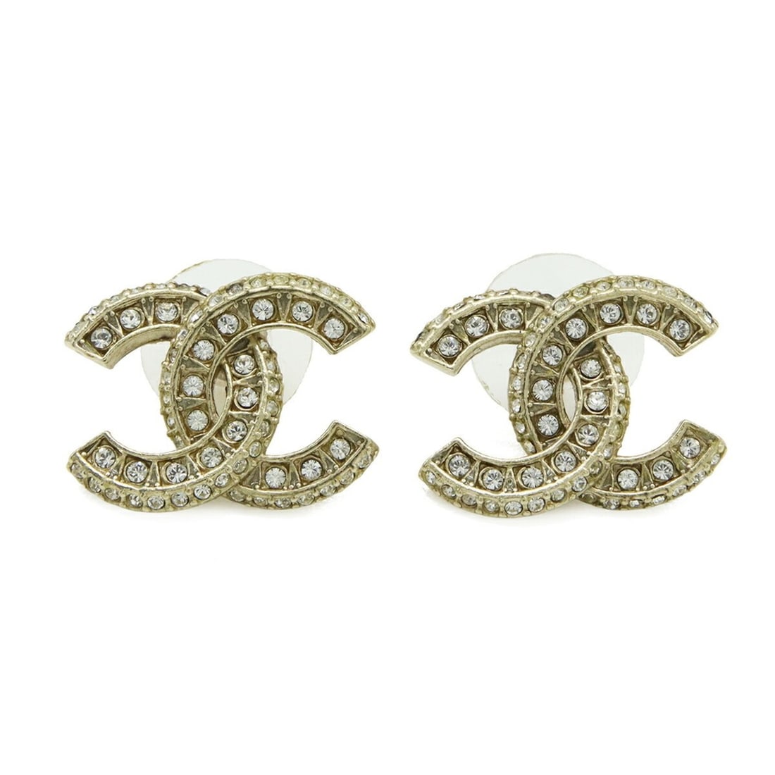 CHANEL Coco Mark Stud Earrings with Rhinestones, GP Gold, A14 B (1 of 12)