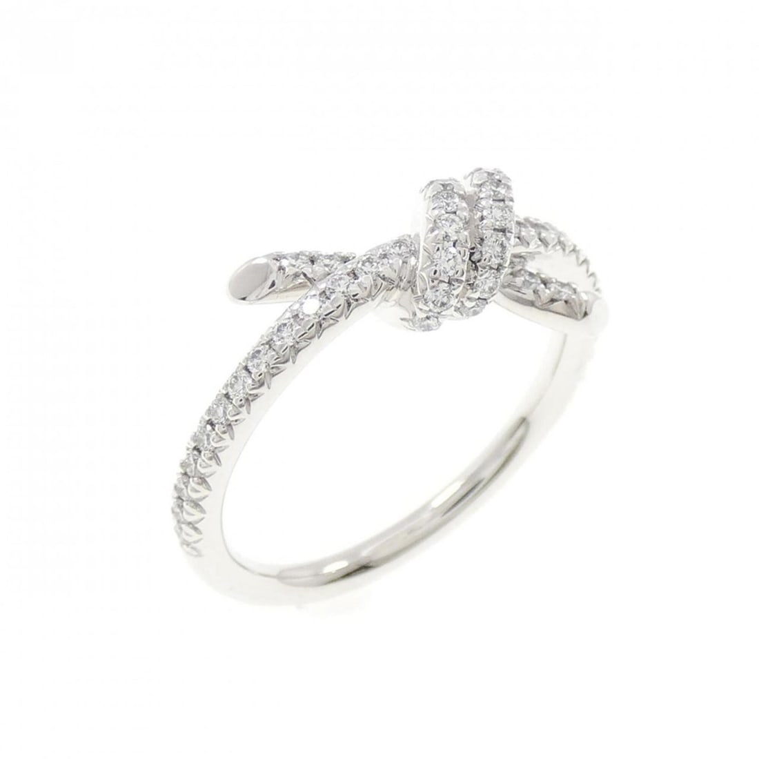 Tiffany Knot Ring 0.19CT: --- Catalog ---Category: SizeJP Size: 6US Size: 3.5Category: DesignType: Band ringGender: WomenMaterial: White gold (18K)Category: GeneralBrand: Tiffany--- Item List ---Section: ConditionRanking: