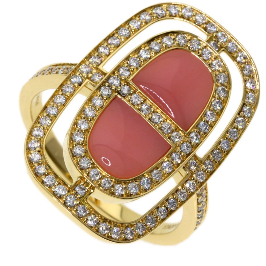 Hermes Chaine d'Ancre Lumière Diamond Pink Opal Ring, 18K Yellow Gold, Women's: --- Catalog ---Category: SizeJP Size: 16US Size: 8Category: DesignType: Band ringStone: Diamond, OpalGender: WomenMaterial: Yellow gold (18K)Category: GeneralBrand: Hermes--- Item List ---Section: Con