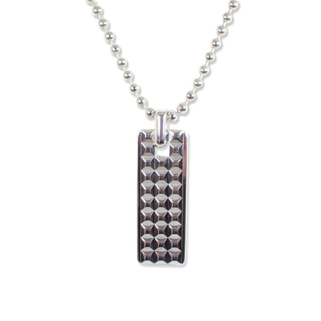 TIFFANY & Co. 925 Square Stud Pendant Necklace: --- Catalog ---Category: SizePendant Size: 30mm x 11mm / 1.18'' x 0.43''Neck Circumference: 51 cm / 20.07''Category: DesignColor: SilverGender: Women,MenMaterial: Sterling silver 925Pendant Type: Pend