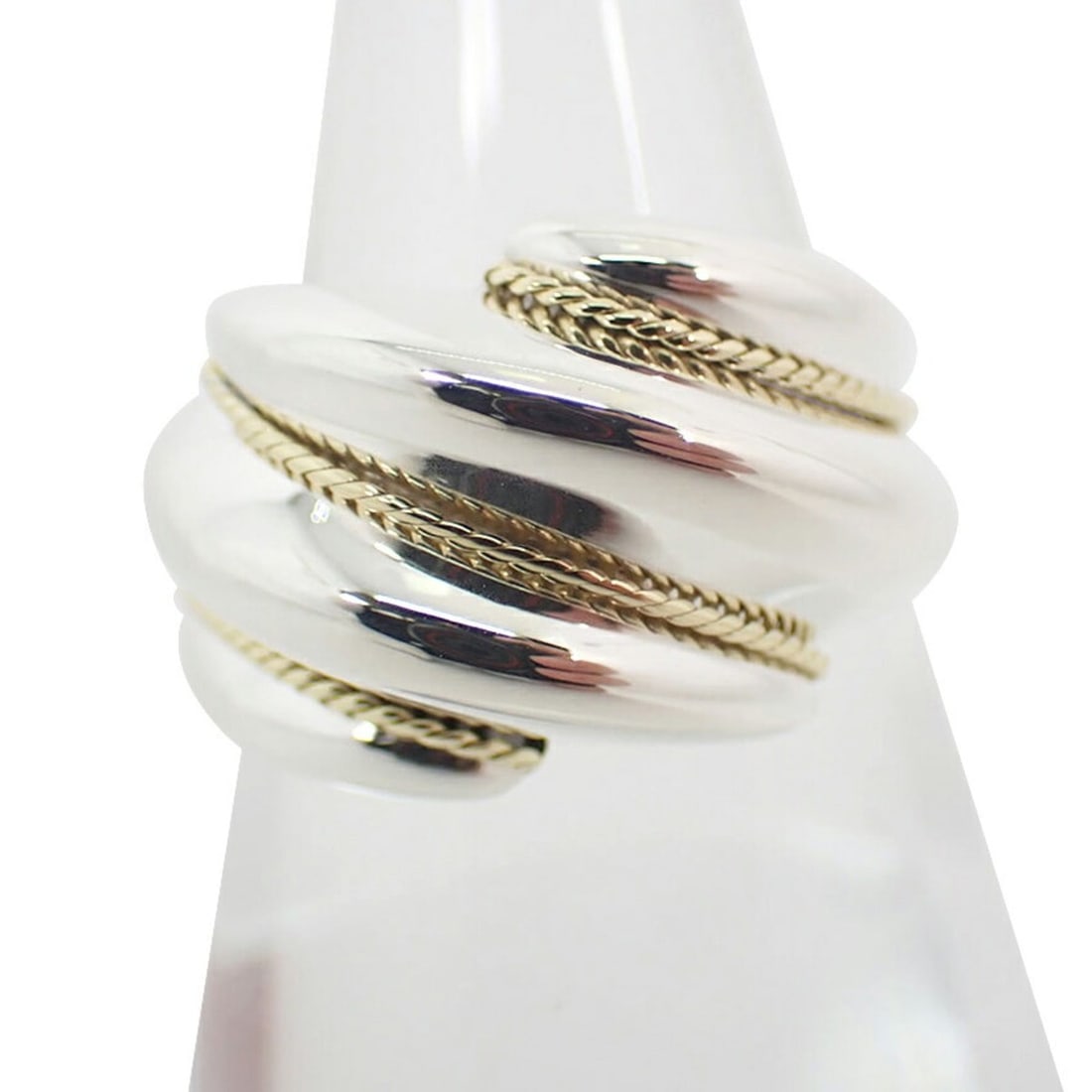 TIFFANY & Co. 925 750 Twisted Ring, Size 10: --- Catalog ---Category: SizeUS Size: 5.5Brand Size: 50Category: DesignType: Band ringColor: Silver, Yellow goldGender: WomenMaterial: Sterling silver 925, Yellow gold (18K)Category: GeneralBrand: Tif
