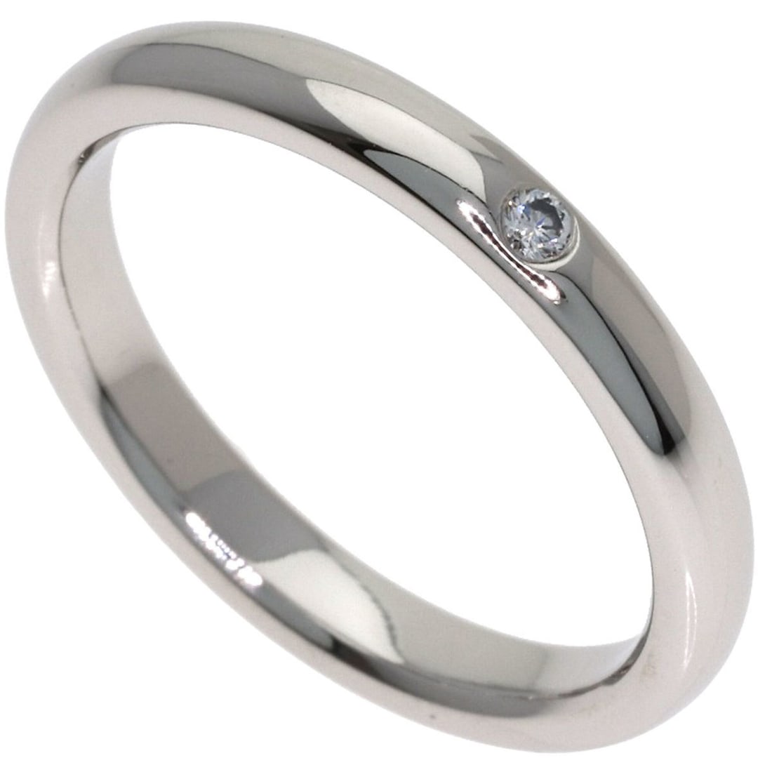 Tiffany & Co. Curved Band 1P Diamond Ring, Platinum PT950, Women's Ring. (1 of 10)