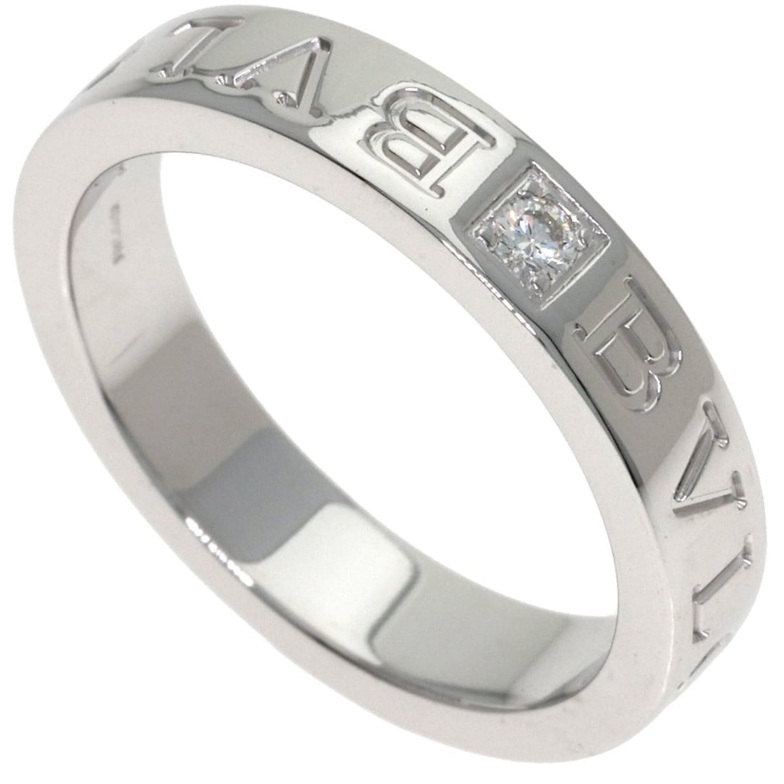 Bulgari Double Logo 1P Diamond Ring, 18K White Gold, Women's BVLGARI: --- Catalog ---Category: SizeJP Size: 14US Size: 7Category: DesignType: Band ringGender: WomenMaterial: White gold (18K)Category: GeneralBrand: Bvlgari--- Item List ---Section: ConditionRanking: Rank 