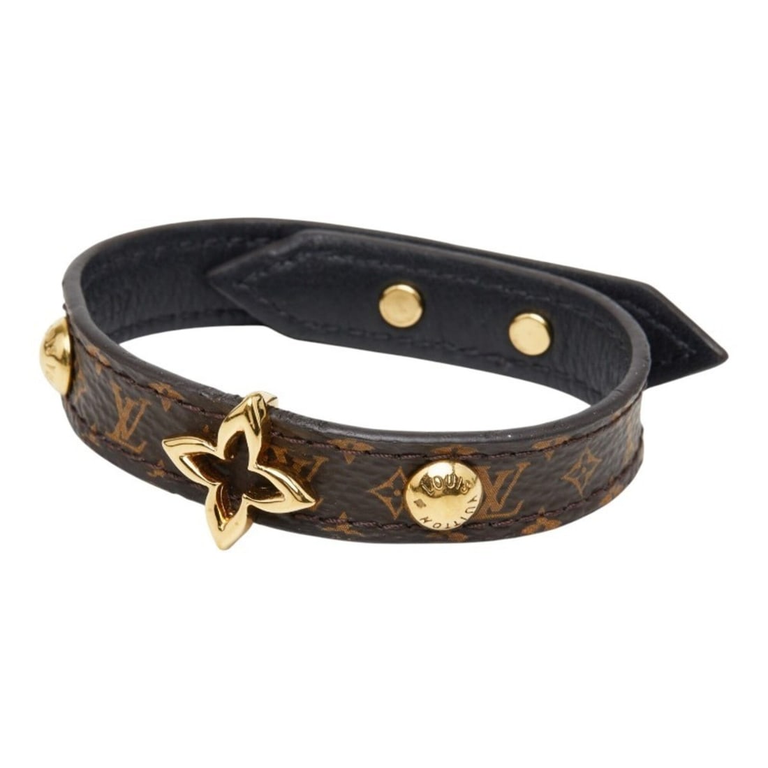Louis Vuitton Monogram Bracelet Blooming #17 M6534 Brown Leather Women's LOUIS VUITTON (1 of 10)