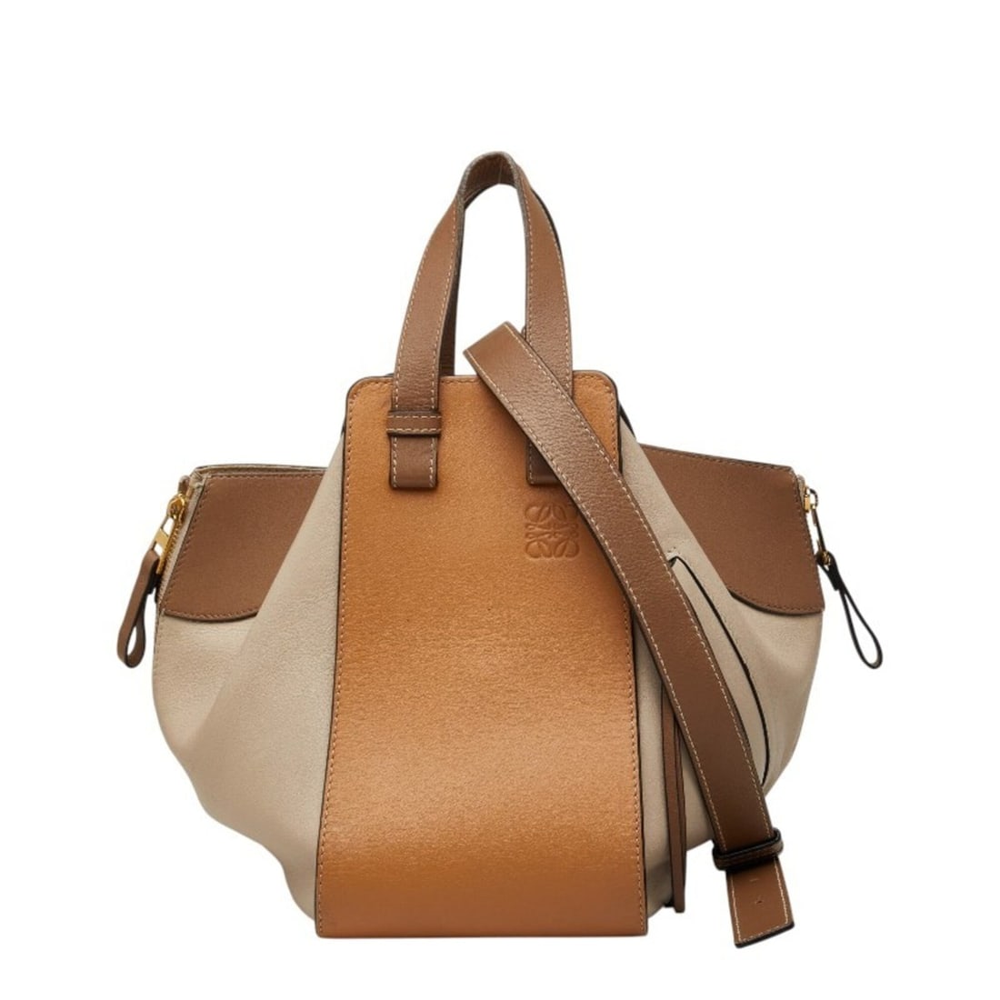 Loewe Anagram Hammock Small Handbag Shoulder Bag Drawstring 2-Way Beige Brown Leather Women's LOEWE (1 of 14)