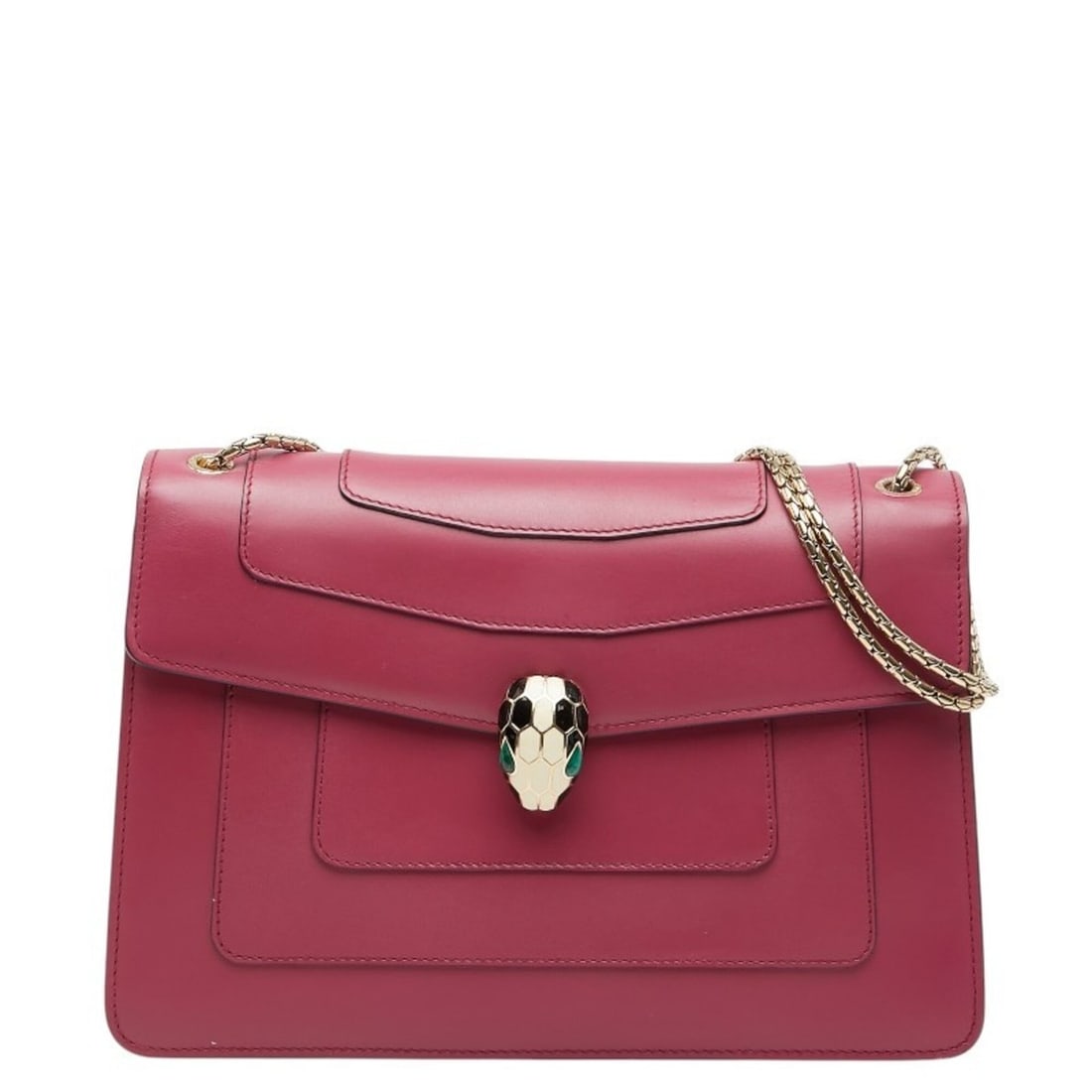 BVLGARI Serpenti Forever Chain Shoulder Bag 280148 Berry Tourmaline Pink Leather Onyx Women's: --- Catalog ---Category: SizeSize (HxWxD): 19cm x 27cm x 5cm / 7.48'' x 10.62'' x 1.96''Category: DesignType: Shoulder bagColor: PinkGender: WomenMaterial: Leather Category: GeneralMPN: 280148Brand: B