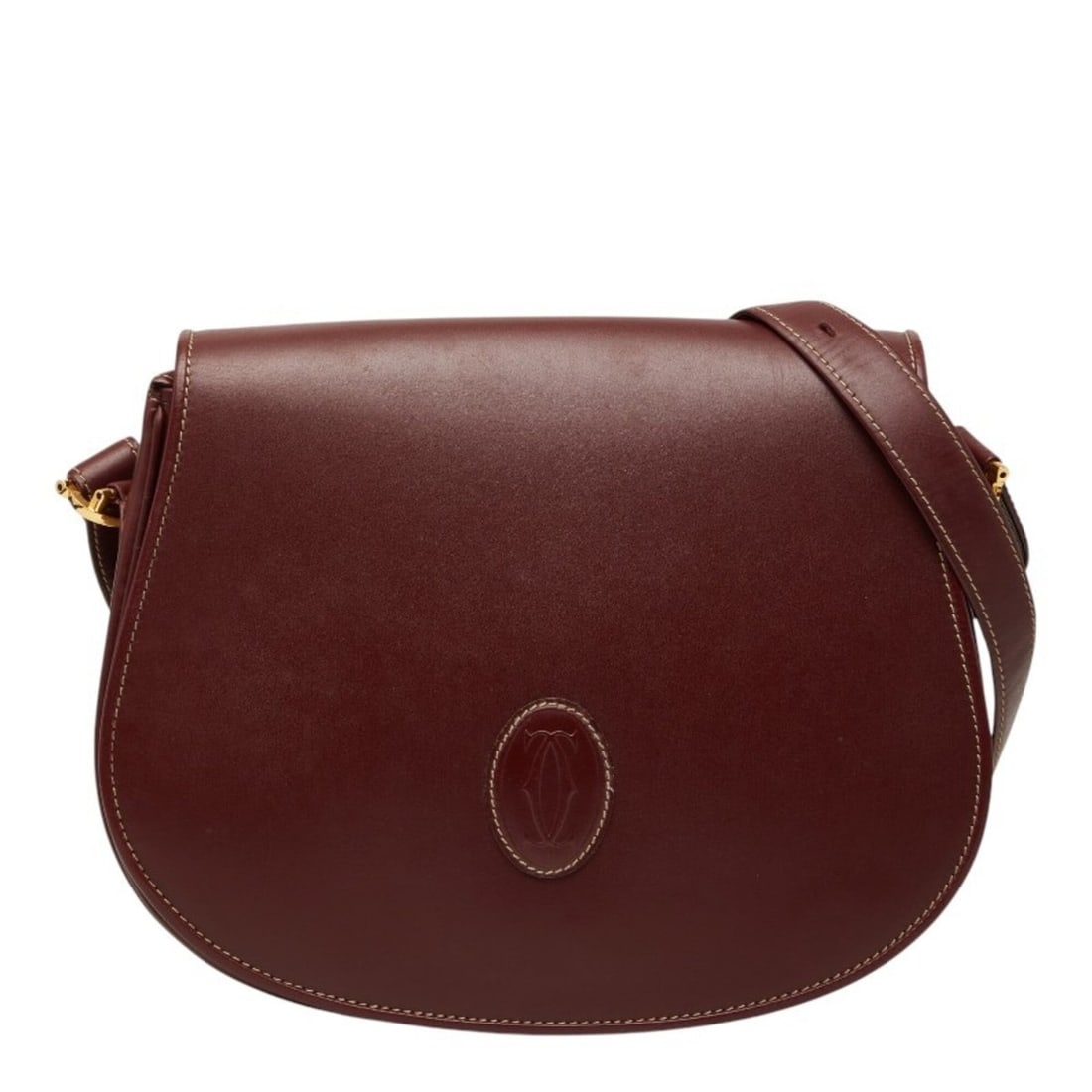 Cartier Must Line Shoulder Bag, Wine Red/Bordeaux Leather, Women's.: --- Catalog ---Category: SizeSize (HxWxD): 22cm x 27cm x 7cm / 8.66'' x 10.62'' x 2.75''Category: DesignType: Shoulder bagColor: Bordeaux, Wine redGender: WomenMaterial: Leather Category: GeneralBrand