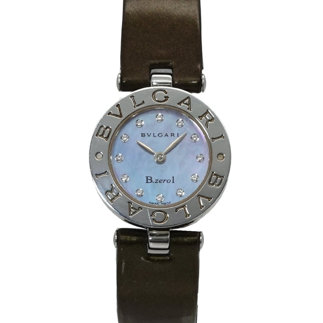 Bulgari BVLGARI B-Zero1 BZ22S Women's Watch 12P Diamond Blue Shell Quartz: --- Catalog ---Category: SizeWrist Size: 13cm - 16.5cm / 5.11'' - 6.49''Case Diameter: 22mm / 0.87''Category: DesignType: WristwatchGender: WomenColor (Dial): Blue shellMaterial (Band): Leather, Stain