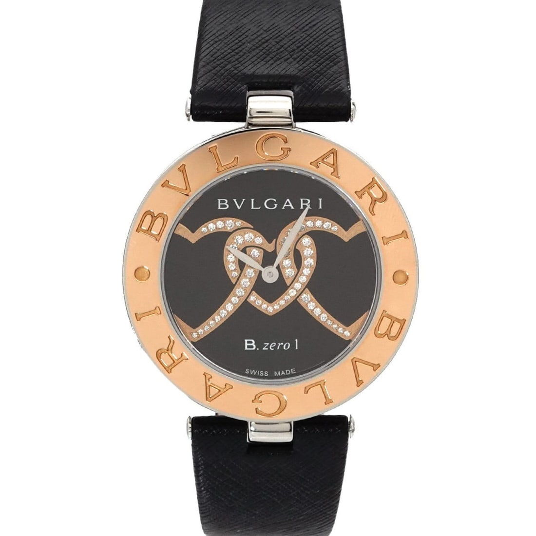 Bulgari B.zero1 Double Heart Combination BZP35S Women's Watch 18KPG Pink Gold Quartz: --- Catalog ---Category: SizeWrist Size: 15cm - 19cm / 5.9'' - 7.48''Case Diameter: 35mm / 1.38''Category: DesignType: WristwatchGender: WomenColor (Dial): Black, GoldMaterial (Band): LeatherMaterial 