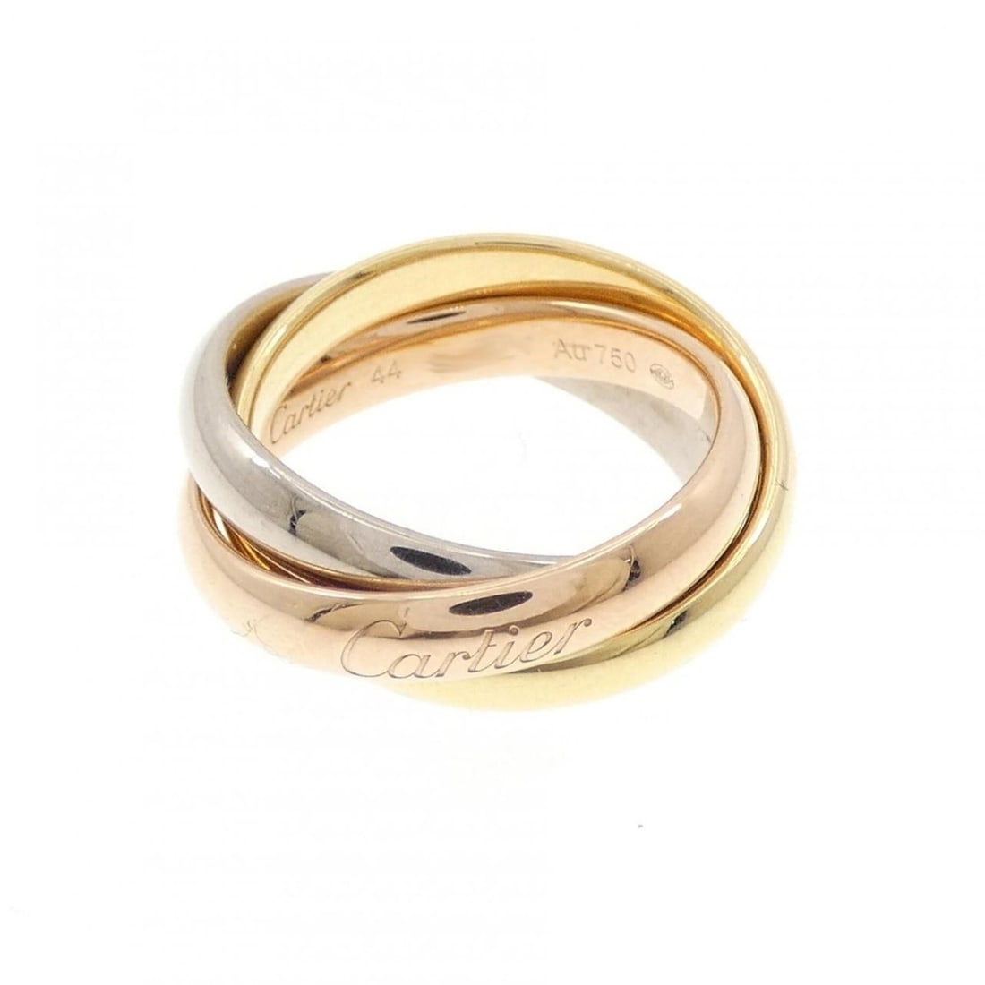 Cartier Trinity Ring: --- Catalog ---Category: SizeUS Size: 3Brand Size: 44Category: DesignType: Band ringGender: WomenMaterial: Pink gold (18K), White gold (18K), Yellow gold (18K)Category: GeneralBrand: Cartier--- Item L