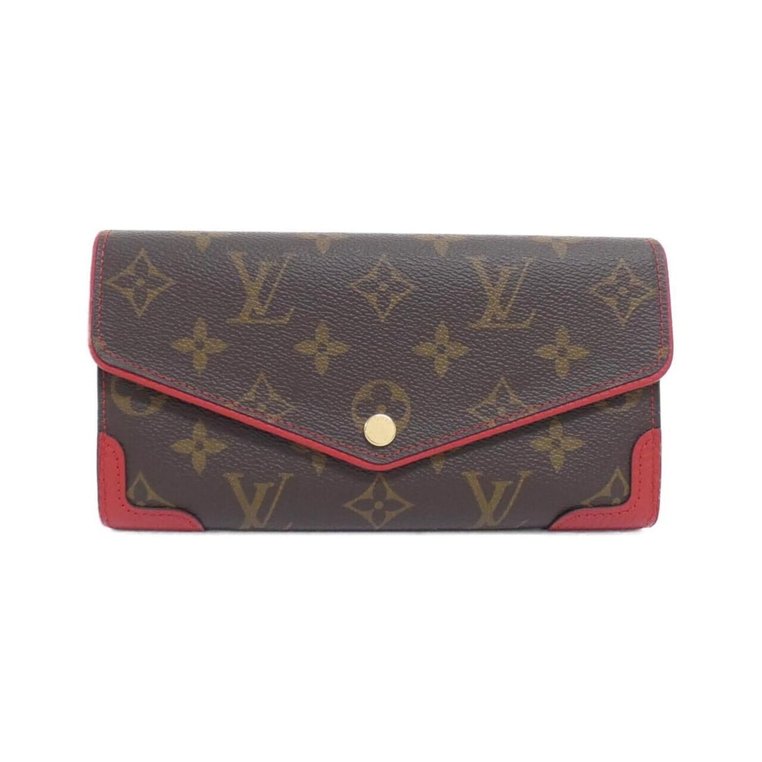 Louis Vuitton Monogram Portefeuille Sarah Retiro M61184 Wallet: --- Catalog ---Category: SizeSize (HxWxD): 10cm x 19cm x 3cm / 3.93'' x 7.48'' x 1.18''Category: DesignType: Long wallet (bi-fold)Color: Cerise, MarronGender: WomenMaterial: Coated canvas , Leather