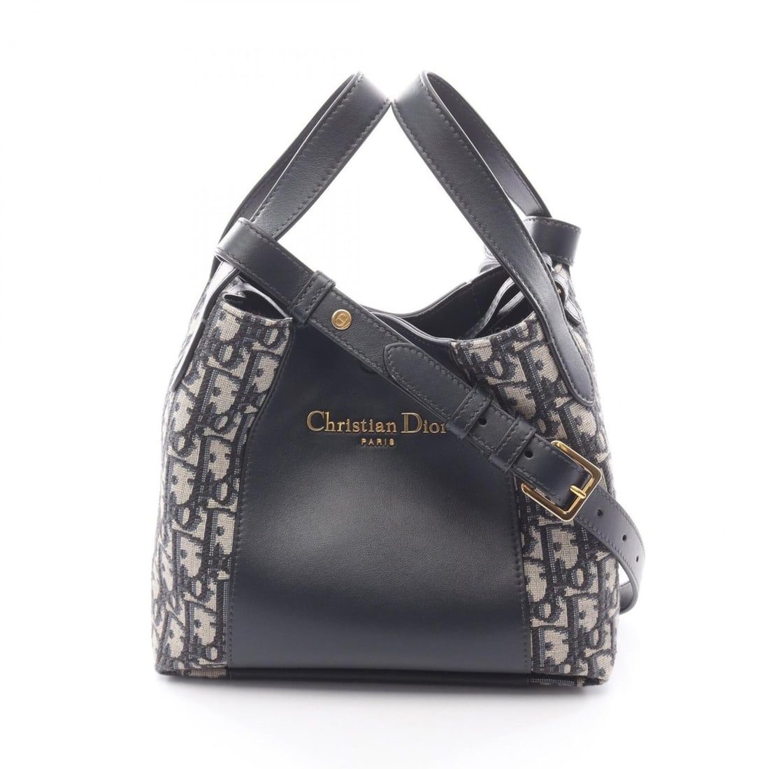 Christian Dior Dior Signature Bucket Bag, Small Oblique Jacquard Handbag, Canvas and Leather,: --- Catalog ---Category: SizeSize (HxWxD): 20cm x 21.5cm x 12cm / 7.87'' x 8.46'' x 4.72''Category: DesignType: HandbagColor: Beige, Black, NavyGender: WomenMaterial: Jacquard , Canvas , Leather Categ