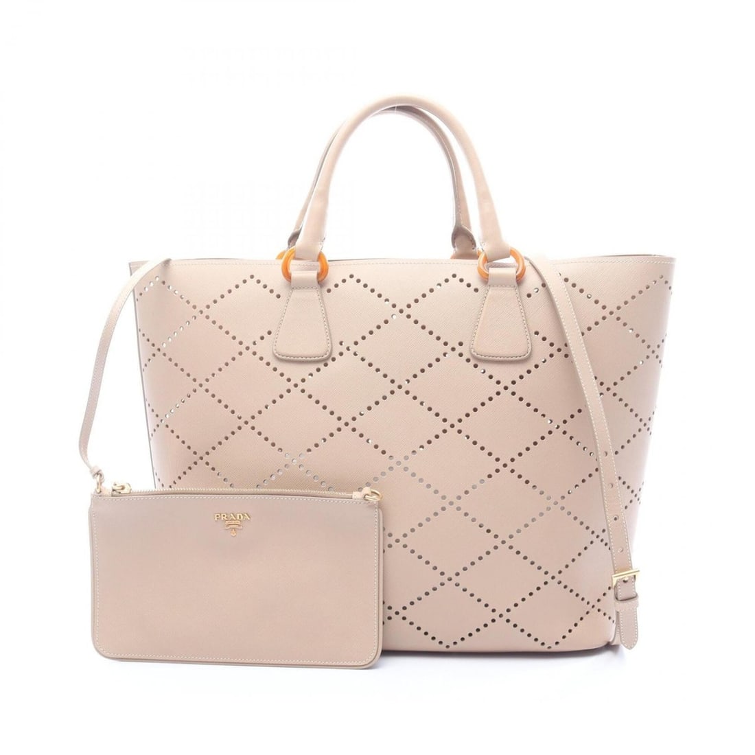 Prada PRADA Perforated 2-Way Tote Bag Handbag Leather Women's Beige: --- Catalog ---Category: SizeSize (HxWxD): 34cm x 36cm x 15cm / 13.38'' x 14.17'' x 5.9''Category: DesignType: Handbag, Tote bagColor: BeigeGender: WomenMaterial: Leather Category: GeneralBrand: Prada