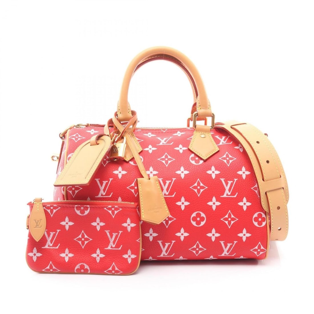Louis Vuitton Speedy P9 Bandoulière 25 Rouge Handbag, Coated Canvas Leather, Women's, Red, M24425: --- Catalog ---Category: SizeSize (HxWxD): 19cm x 25cm x 15cm / 7.48'' x 9.84'' x 5.9''Category: DesignType: HandbagColor: Red colorGender: WomenMaterial: Coated canvas , Leather Category: GeneralMPN: