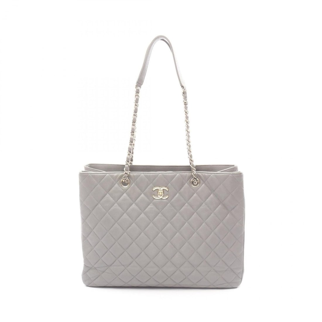 Chanel Matelassé Large Shopping Bag Tote Handbag Caviar Skin (Grained Calfskin) Women's Gray: --- Catalog ---Category: SizeSize (HxWxD): 26cm x 36cm x 10cm / 10.23'' x 14.17'' x 3.93''Category: DesignType: Handbag, Tote bagColor: GrayGender: WomenMaterial: Grained Calfskin Category: GeneralBra
