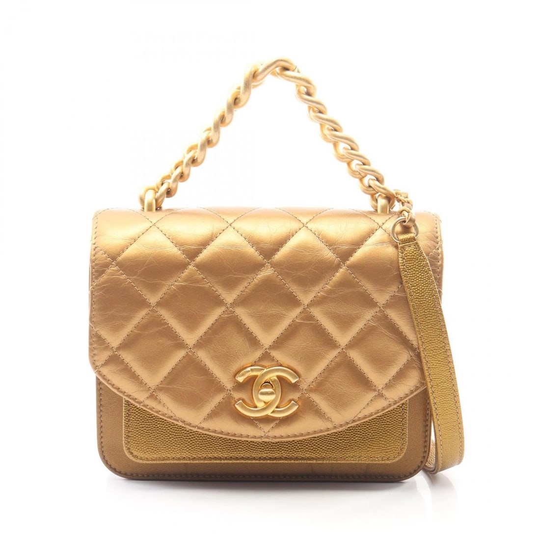Chanel Matelassé Small Flap 2-Way Shoulder Bag/Handbag, Leather, Women's, Gold Tone (1 of 17)