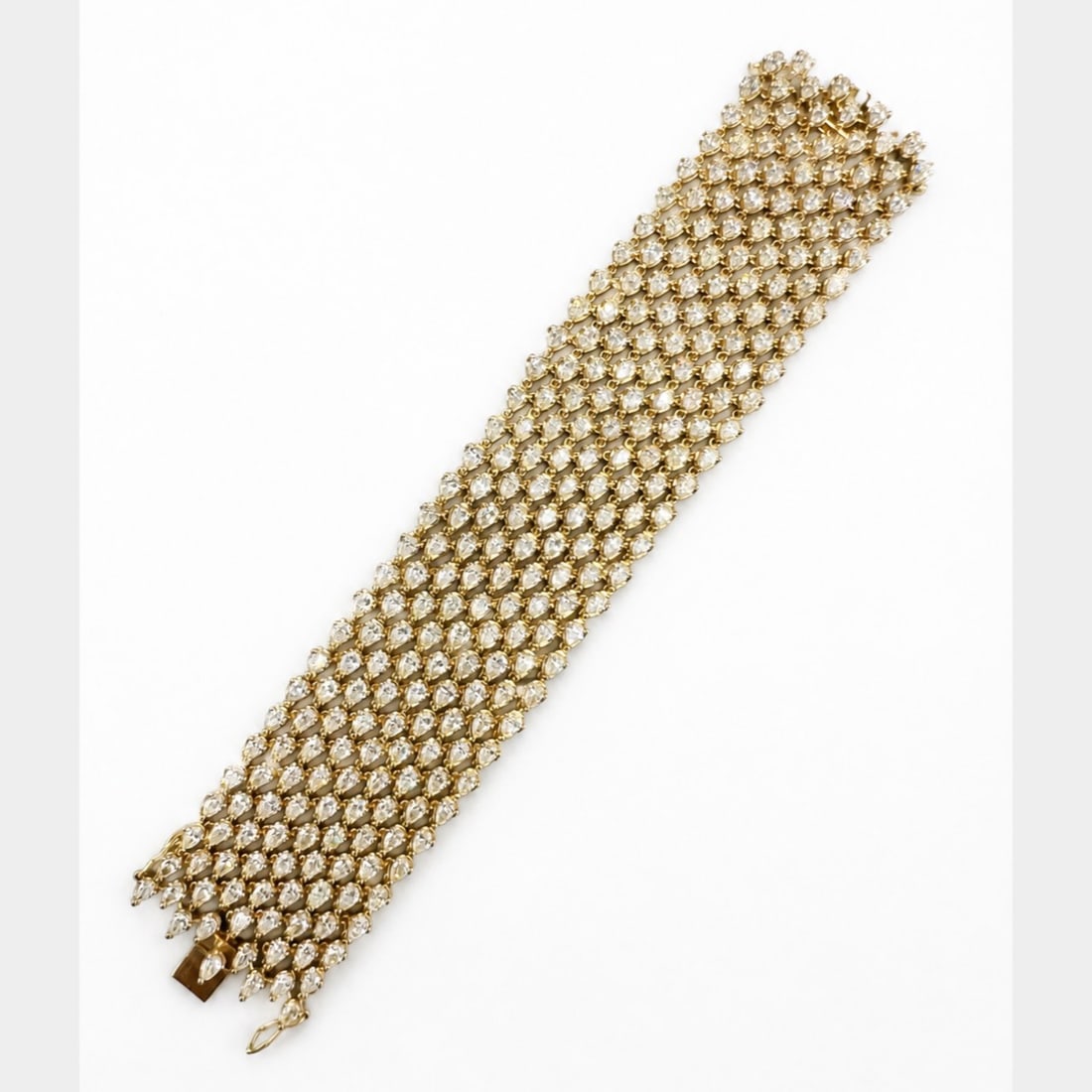 18K YG 40.00 Ct. Diamond Bracelet: Heavy 18K Yellow Gold construction. Totaling 40.00 Ct. of diamonds in a high-set mounting.