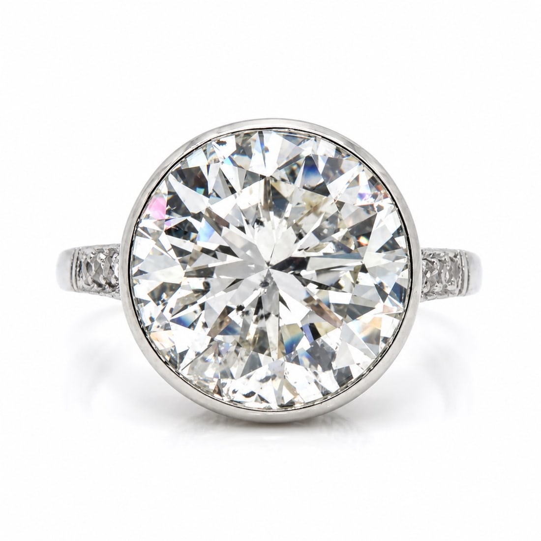 Art Deco Platinum 5.25 Ct. Diamond Ring: Major Art Deco statement piece; 5.25 Ct. total diamond weight; Solid Platinum mounting.