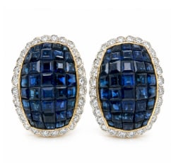 18K Yellow Gold Sapphire & Diamond Earrings (1 of 1)