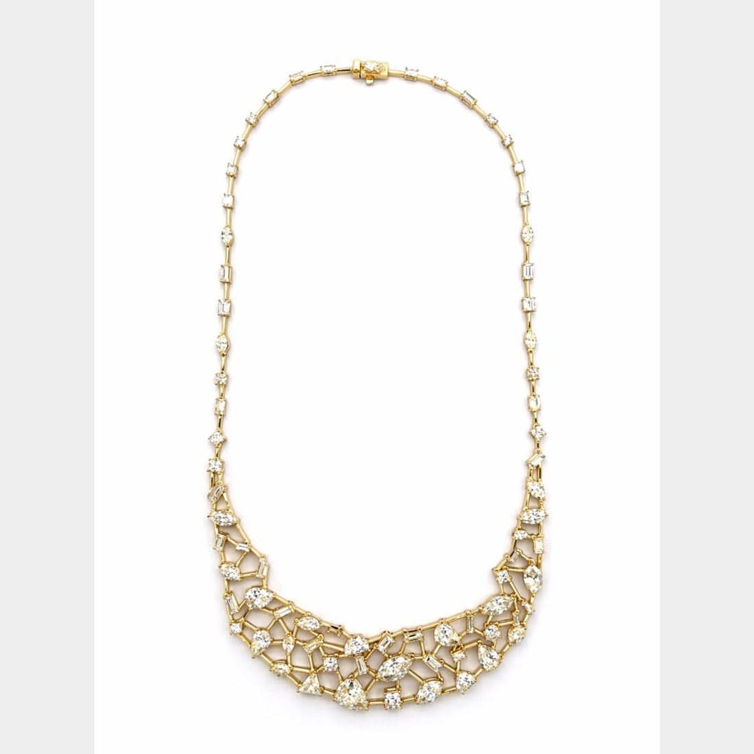 18K Yellow Gold 25.50 Ct. Diamond Necklace: 18K Yellow Gold; 25.50 Ct. total weight; Featuring high-clarity natural diamonds.