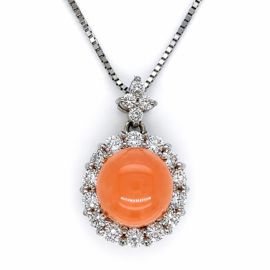 Platinum GIA 3.94 Ct. Conch Pearl Necklace: Solid Platinum; Rare GIA Certified 3.94 Ct. Conch Pearl; Accented with high-grade diamonds.
