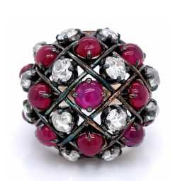 Victorian 18K Burma Ruby & Diamond Ring