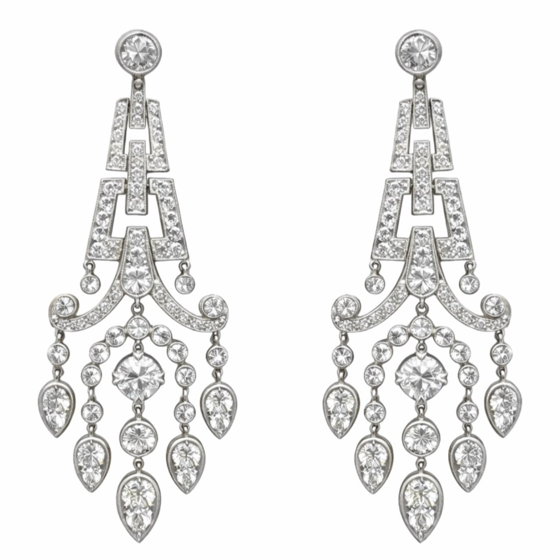 Platinum Deco-style 10.00 Ct. Earrings (1 of 1)