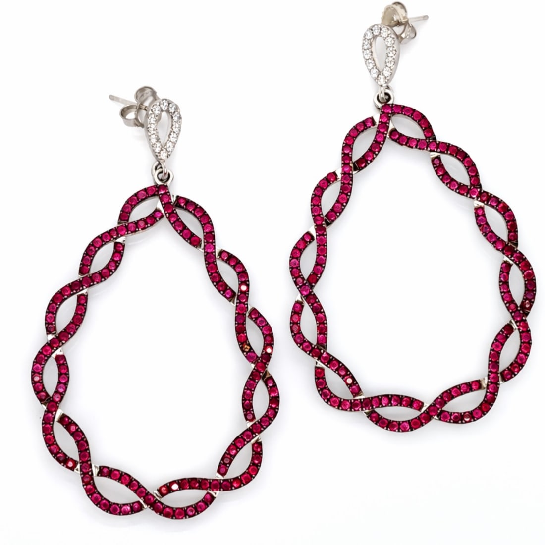 DIVANI 14K WG Ruby & Diamond Earrings (1 of 1)