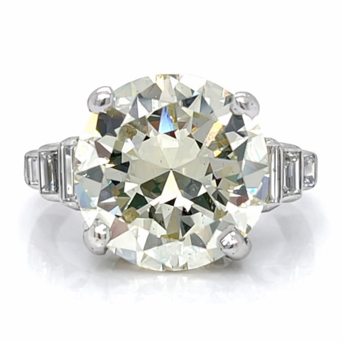 Art Deco Platinum 8.17 Ct. Diamond Ring: Museum-grade estate jewelry; Solid Platinum Art Deco gallery; Significant 8.17 Ct. diamond footprint.