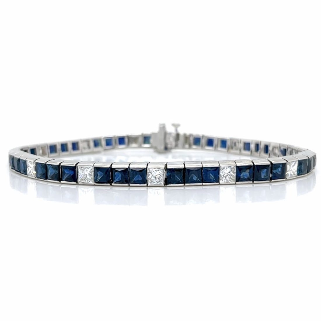 18K WG Sapphire & Diamond Tennis Bracelet (1 of 3)