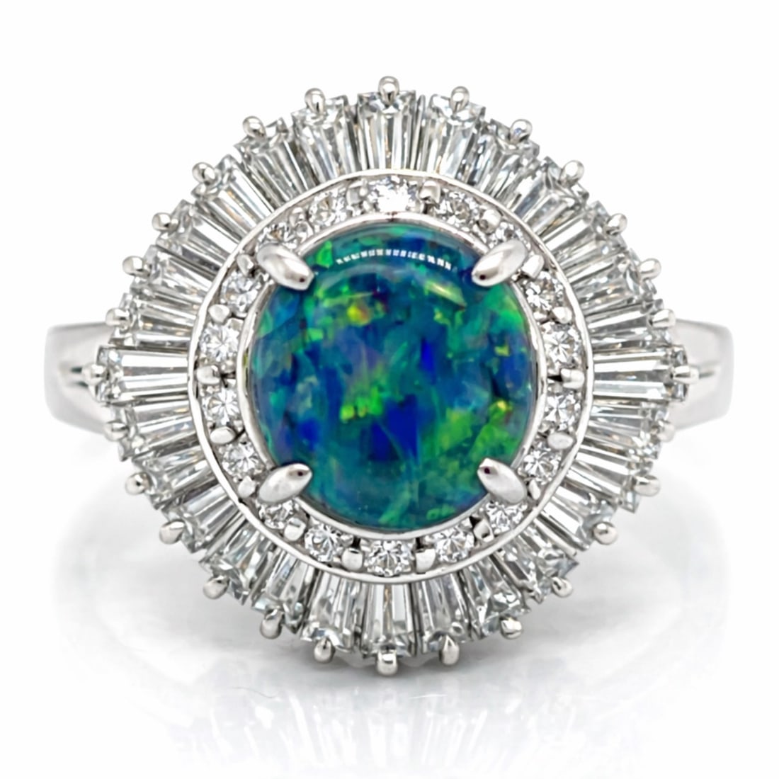 Platinum 1.48 Ct. Black Opal & Diamond Ring (1 of 1)