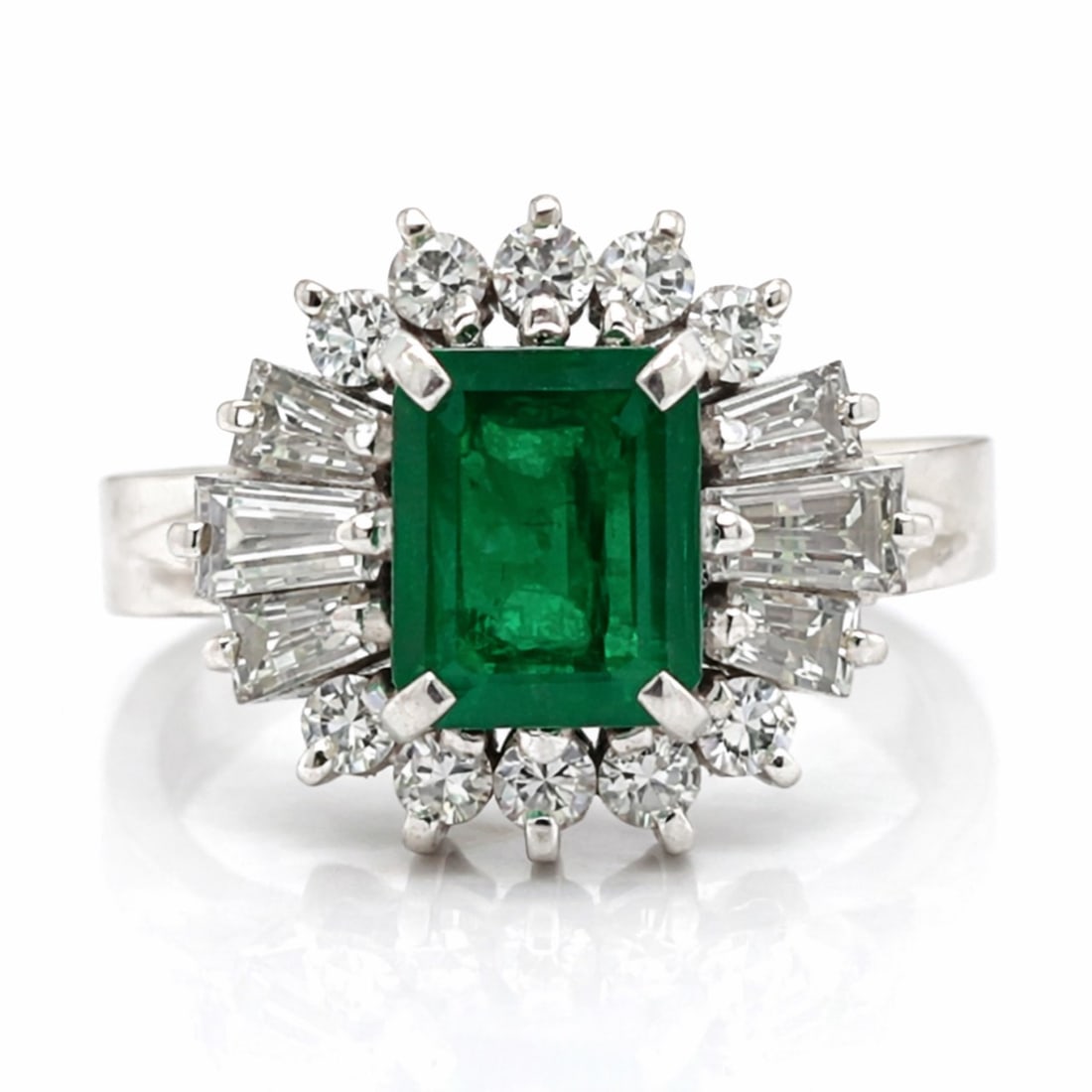 Platinum Emerald & Diamond Ring (1 of 1)