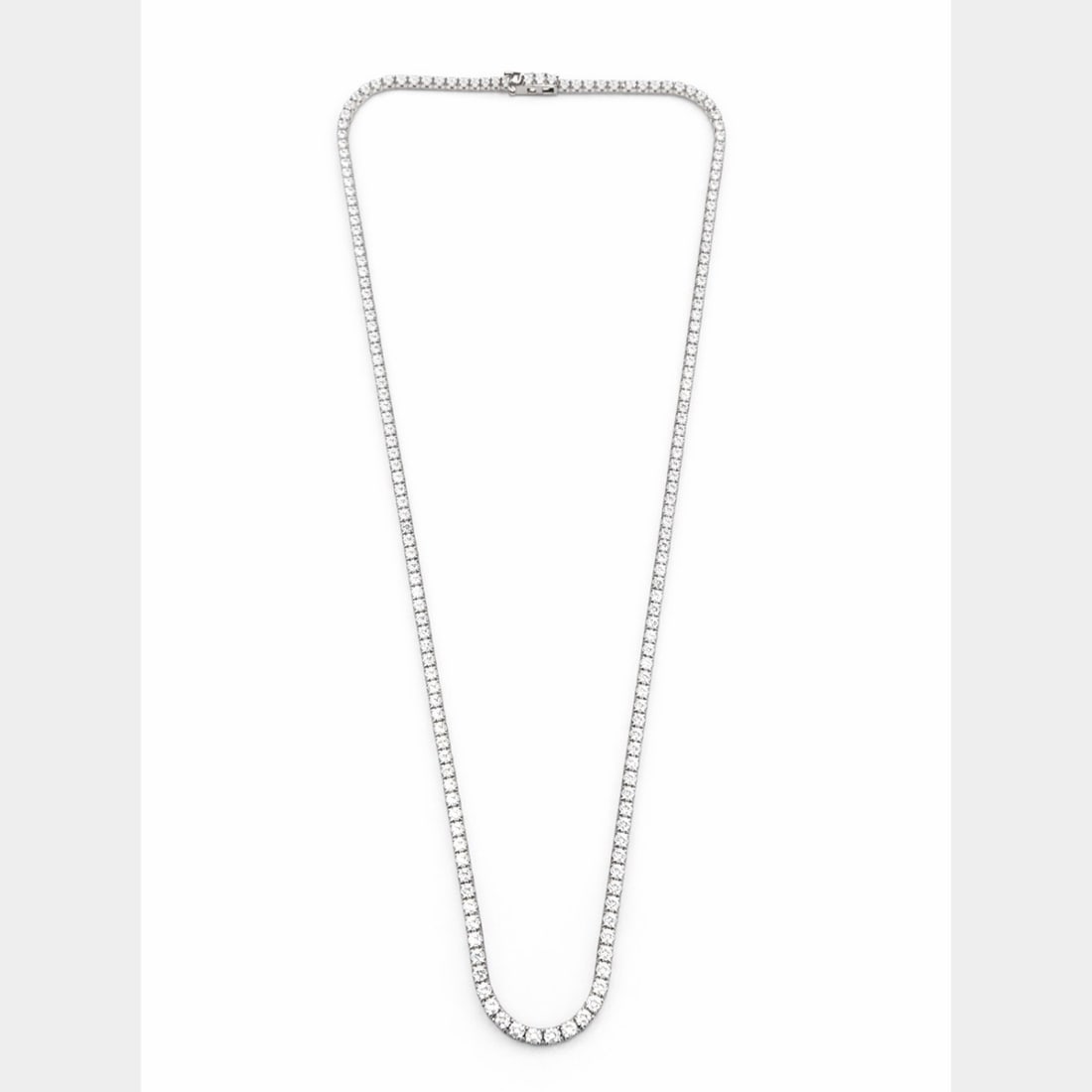 14K WG 6.80 Ct. Diamond Tennis Necklace: 14K White Gold; 6.80 Ct. total weight; Classic continuous single-row diamond strand.