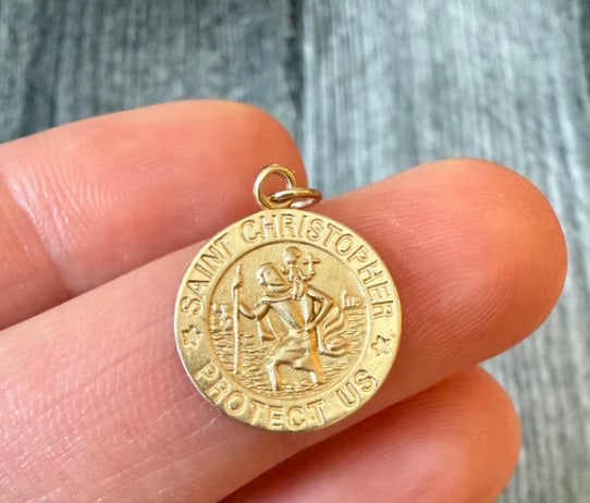 Small St. Christopher Traveler Charm in 14K Gold (1 of 1)