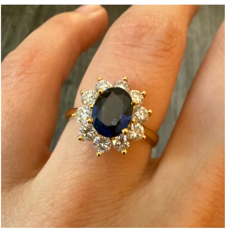 Classic 1.28 Carat Sapphire and Diamond Halo Ring (S) (1 of 1)