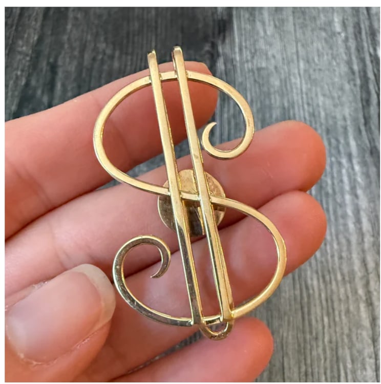 Vintage 14K Gold Dollar Sign Money Clip (S) (1 of 1)