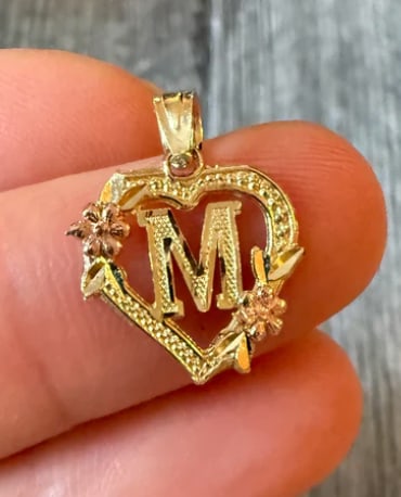 14K Gold Heart Initial M Charm (S) (1 of 1)
