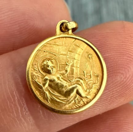 Infant Jesus Medal 14K Gold Baptism Charm (1 of 1)