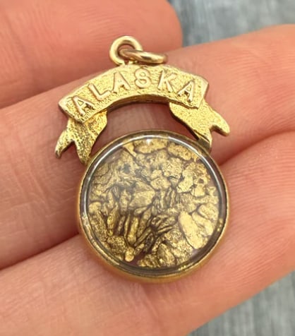 Vintage Gold Filled "ALASKA" Gold Rush Nugget Charm (1 of 1)