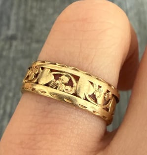 Vintage 14K Gold Flower Motif Eternity Band (S) (1 of 1)