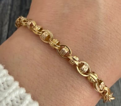 Vintage 10K Gold Interlocking Link Bracelet, 7" Long (S) (1 of 1)