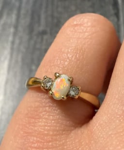 Vintage Opal and Diamond Ring in 14K Gold (1 of 1)