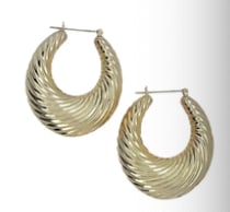 14k Yellow Gold Twisted Hoop Earrings: Dynamic classic hoops featuring two thick interlocking strands of high-polish and frosted 14K yellow gold wires twisted into a heavy dimensional rope spiral configuration. Outer diameter: 25 mm.
